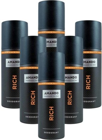 Amando Amando Deodorant Spray Rich Voordeelverpakking - 6x150 ml Amando Amando Deodorant Spray Rich Voordeelverpakking - 6x150 ml