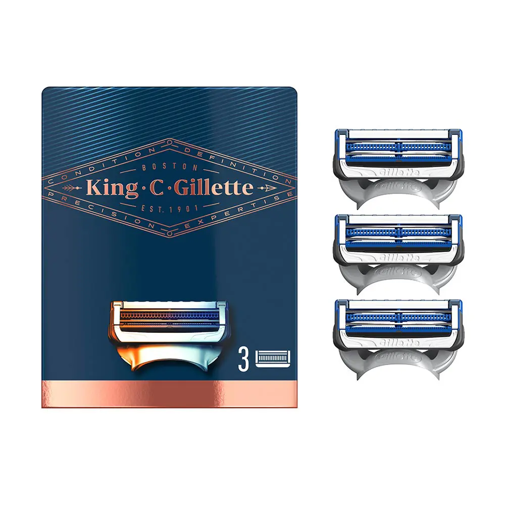 King C. Gillette Gezicht en Contouren Scheermesjes - 3 Stuks