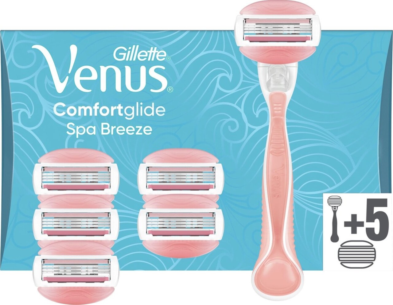 Gillette Gillette Venus Comfortglide Spa Breeze Scheersysteem Voor Vrouwen + 5 Scheermesjes Gillette Gillette Venus Comfortglide Spa Breeze Scheersysteem Voor Vrouwen + 5 Scheermesjes