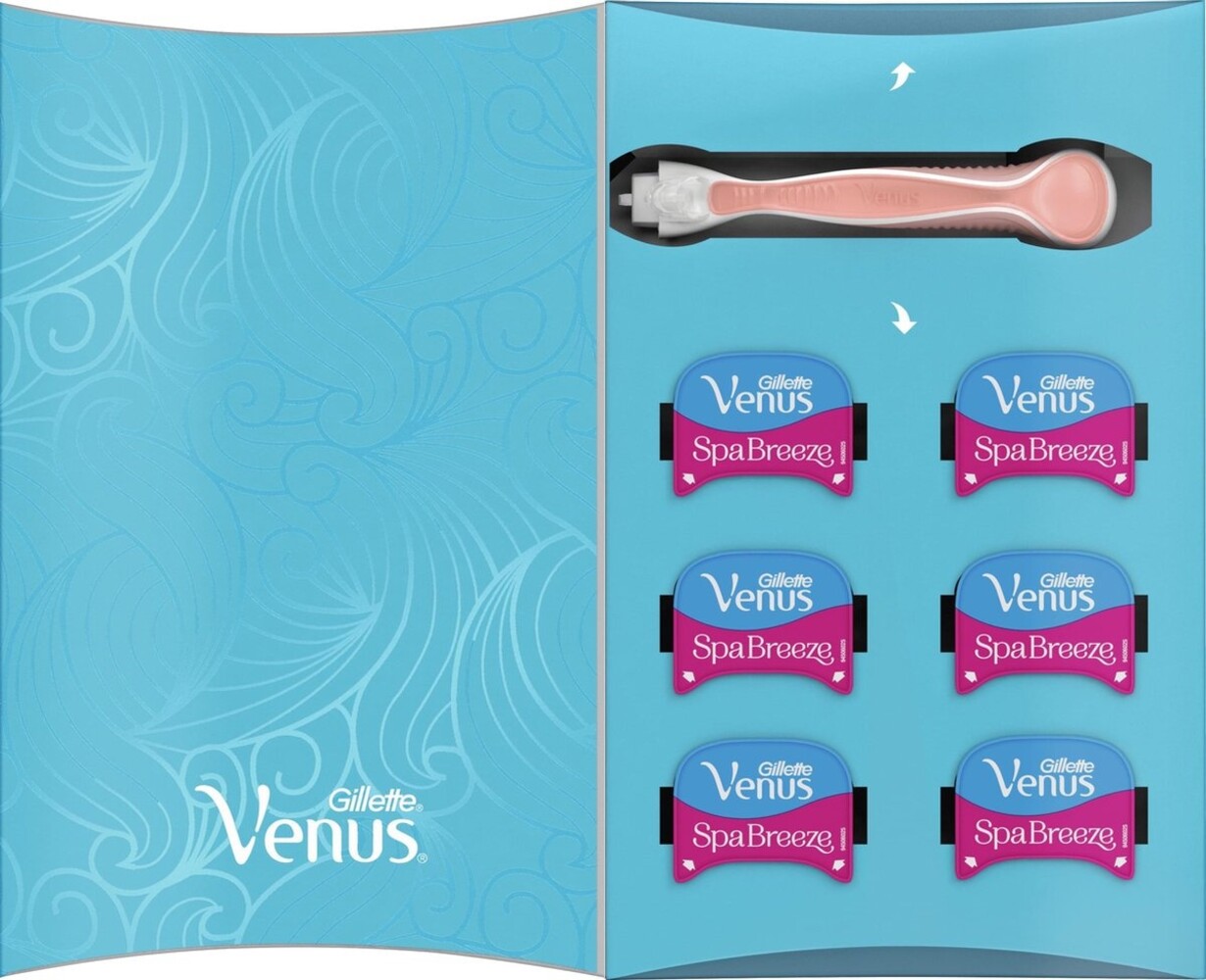 Gillette Gillette Venus Comfortglide Spa Breeze Scheersysteem Voor Vrouwen + 5 Scheermesjes Gillette Gillette Venus Comfortglide Spa Breeze Scheersysteem Voor Vrouwen + 5 Scheermesjes