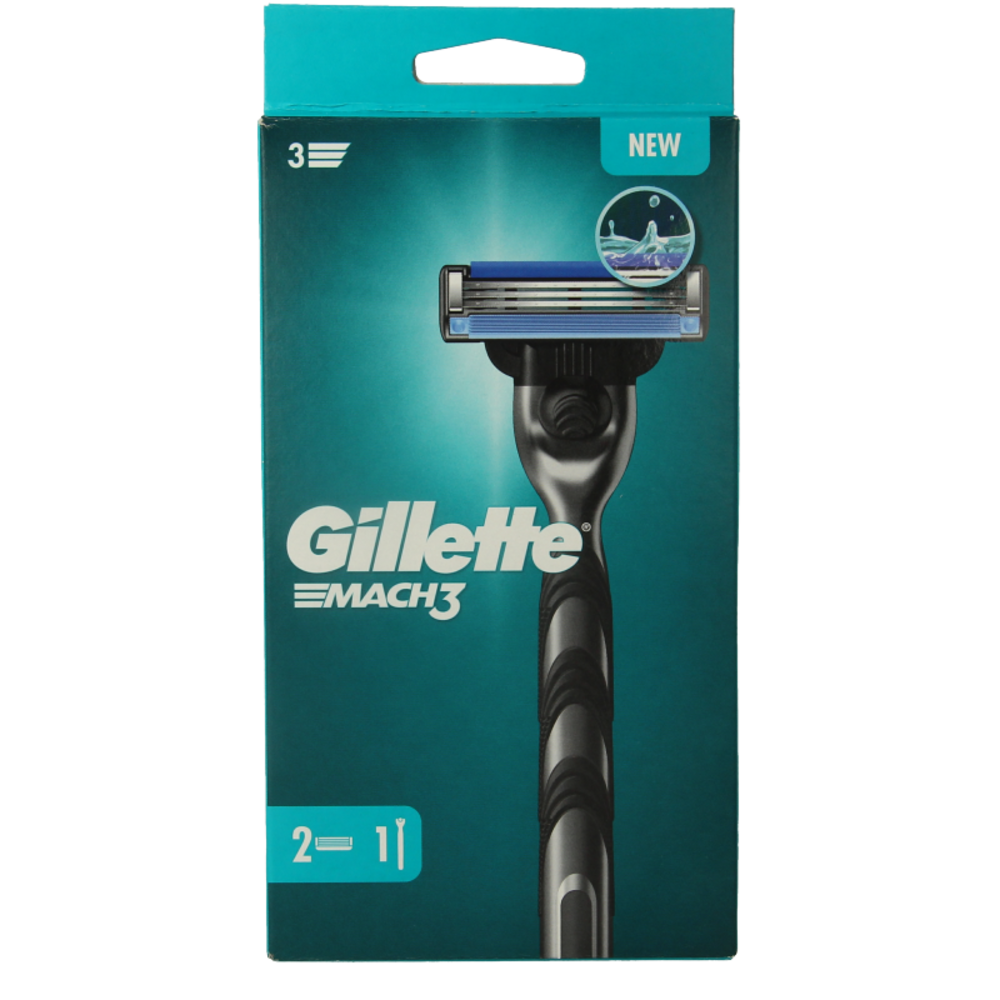 Gillette Gillette Houder Mach3 + 2 scheermesjes Gillette Gillette Houder Mach3 + 2 scheermesjes
