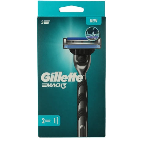 Gillette Gillette Houder Mach3 + 2 scheermesjes Gillette Gillette Houder Mach3 + 2 scheermesjes