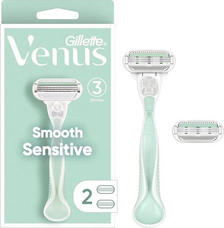 Gillette Gillette Venus Smooth Sensitive Scheermes houder + 2 scheermesjes Gillette Gillette Venus Smooth Sensitive Scheermes houder + 2 scheermesjes
