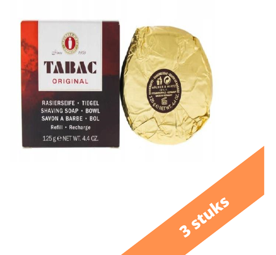 Tabac Scheerzeep - Navulling tbv Bol Original 125 gr. 3 x Voordeelpak