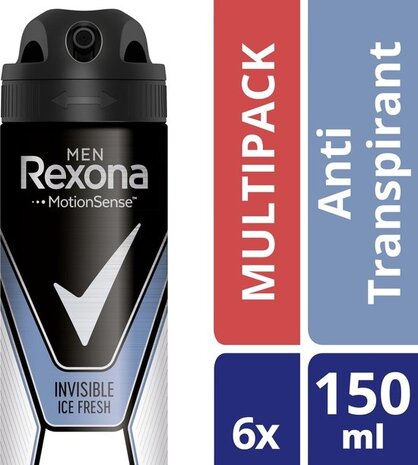 Rexona Rexona Deospray Men - Invisible Ice Fresh 150 ml. 6 x Voordeelpak