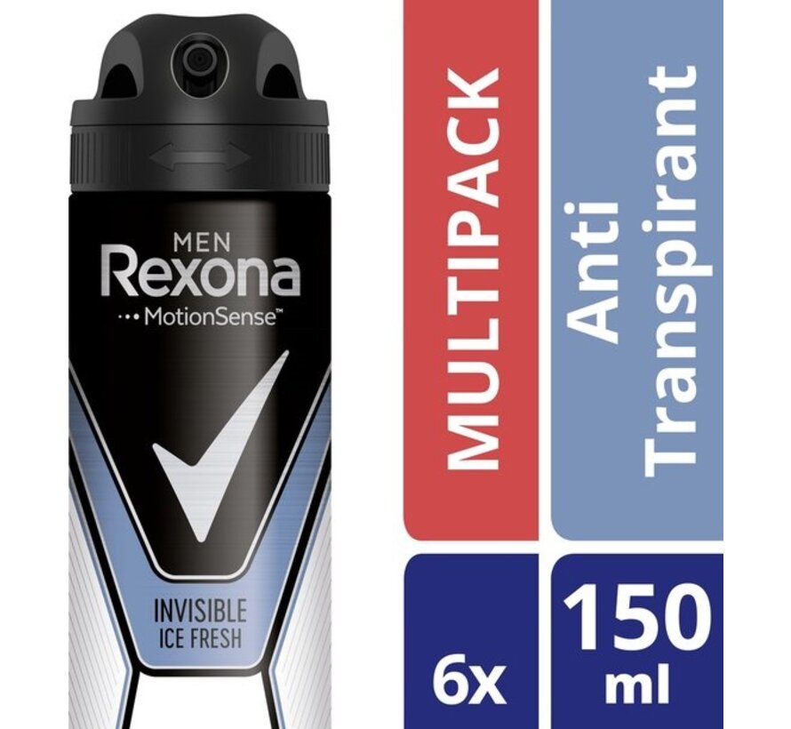 Rexona Deospray Men - Invisible Ice Fresh 150 ml. 6 x Voordeelpak