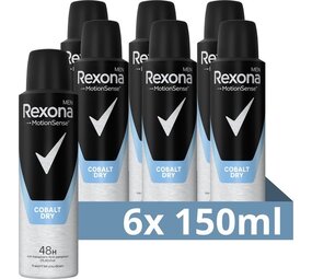 Rexona Rexona Men Deospray Cobalt 150 ml - 6 x Voordeelpak Rexona Rexona Men Deospray Cobalt 150 ml - 6 x Voordeelpak