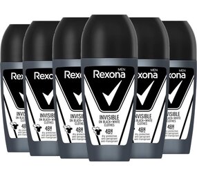 Rexona Rexona Deo Roll-on Men - Invisible Black & White 50 ml. 6 x Voordeelpak Rexona Rexona Deo Roll-on Men - Invisible Black & White 50 ml. 6 x Voordeelpak