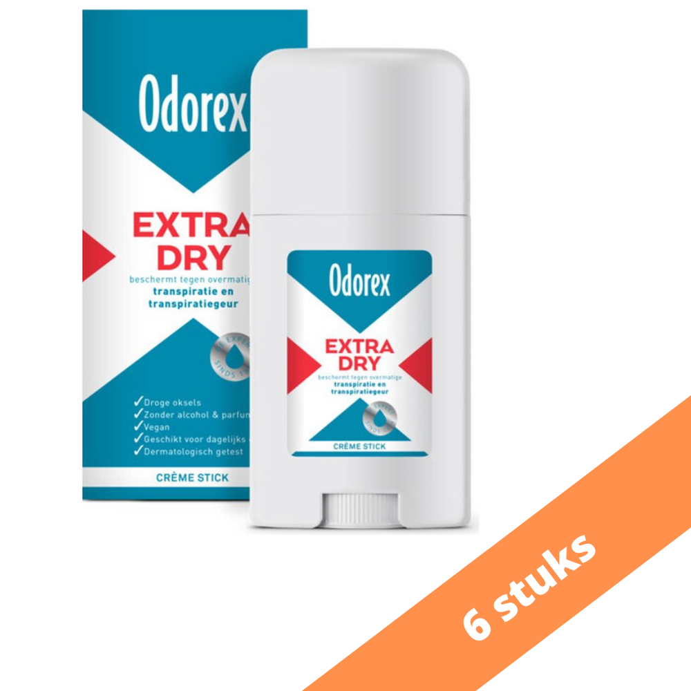 Odorex Odorex Deodorant Extra Dry - Creme Stick 40 ml. 6 x Voordeelpak