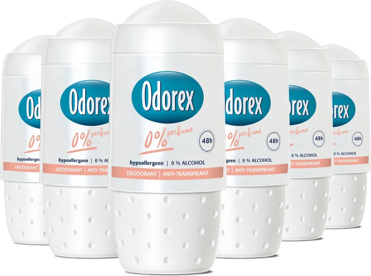 Odorex Odorex Deo Roll-on - 0% Parfum 50 ml. 6 x Voordeelpak Odorex Odorex Deo Roll-on - 0% Parfum 50 ml. 6 x Voordeelpak