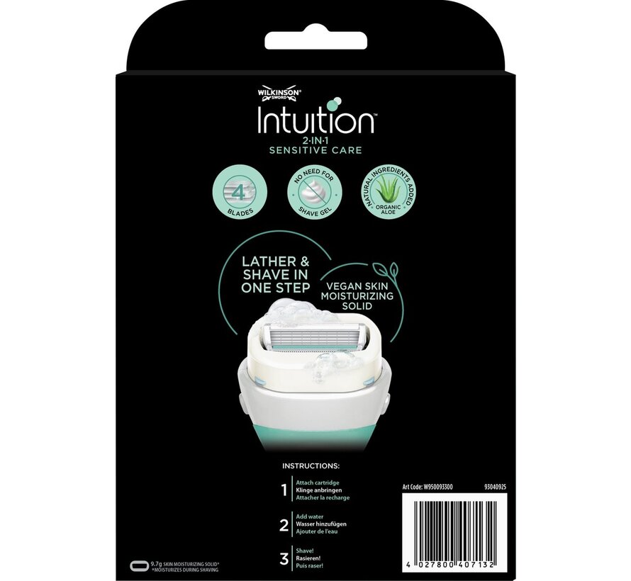 Wilkinson Sword Intuition 2-in-1 Sensitive Care - Scheermes - Voordeelverpakking - Navulmesjes 3 stuks - met Houder