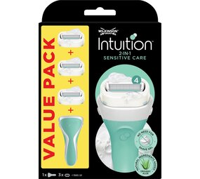 Wilkinson Wilkinson Sword Intuition 2-in-1 Sensitive Care - Scheermes - Voordeelverpakking - Navulmesjes 3 stuks - met Houder Wilkinson Wilkinson Sword Intuition 2-in-1 Sensitive Care - Scheermes - Voordeelverpakking - Navulmesjes 3 stuks - met Houder
