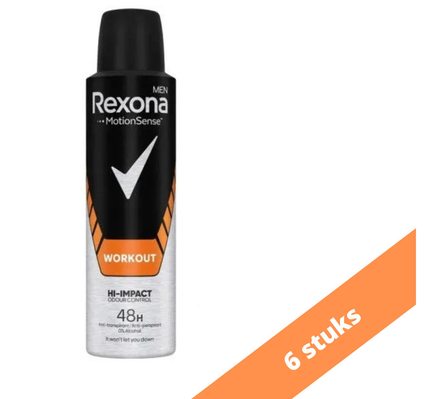 Rexona Deospray Men - Workout HI-Impact 150 ml. NL/FR 6 x Voordeelpak