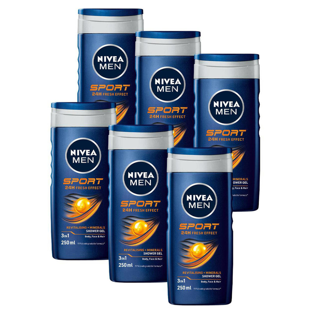 Nivea Nivea Douchegel Men - Sport 250 ml. 6 x Voordeelpak