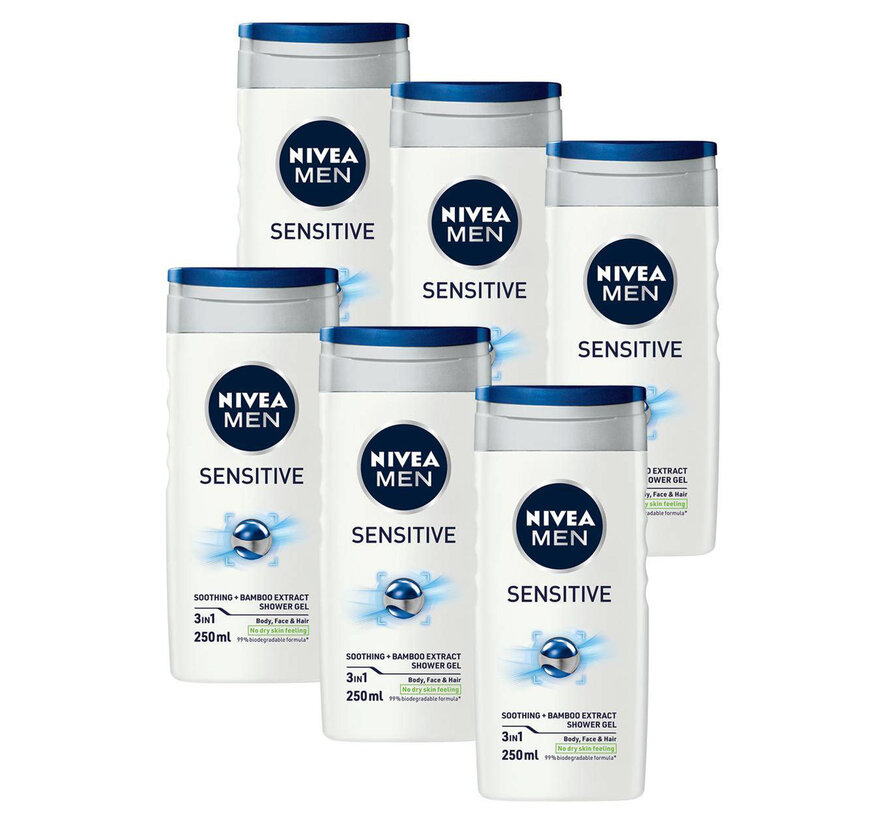 Nivea Douchegel Men - Sensitive 250 ml. 6 x Voordeelpak