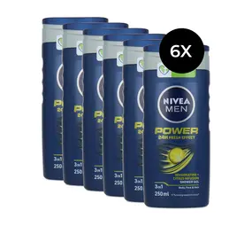 Nivea Nivea Douchegel Men - Power Fresh 250 ml. 6 x Voordeelpak Nivea Nivea Douchegel Men - Power Fresh 250 ml. 6 x Voordeelpak