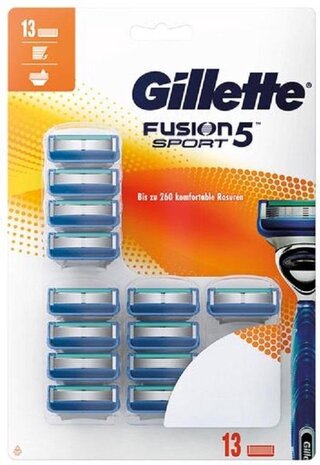 Gillette Gillette Fusion 5 Sport scheermesjes - 13 stuks jaarpack Gillette Gillette Fusion 5 Sport scheermesjes - 13 stuks jaarpack