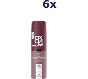 8x4 8 x 4 Deospray Men - No.18 Millions Nights 150 ml. 6 x Voordeelpak
