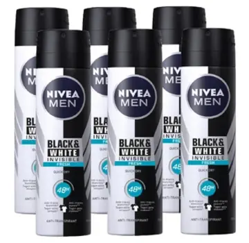 Nivea Nivea Deospray Men - Invisible Black & White Fresh 150 ml. 6 x Voordeelpak