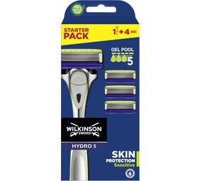 Wilkinson Wilkinson Sword Hydro 5 Sensitive Scheerhouder + 4 scheermesjes Wilkinson Wilkinson Sword Hydro 5 Sensitive Scheerhouder + 4 scheermesjes