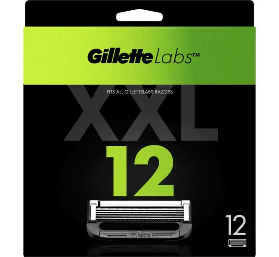 Gillette Labs Navulscheermesjes – 12 Stuks Jaarpack – Met Exfoliating Bar & Heated Razor Compatibiliteit