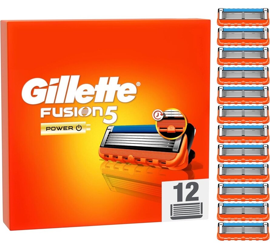 Gillette Fusion5 Power Scheermesjes – 12 Navulmesjes voor Mannen | Precisie en Comfort
