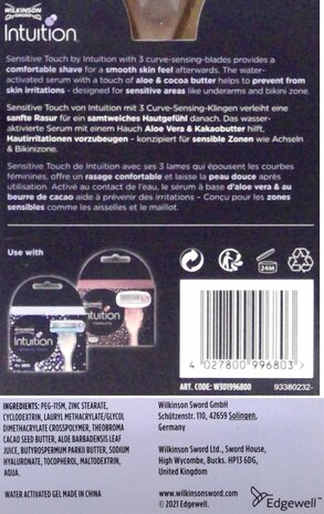 Wilkinson Wilkinson Intuition Sensitive Touch – Scheermes voor Vrouwen Wilkinson Wilkinson Intuition Sensitive Touch – Scheermes voor Vrouwen