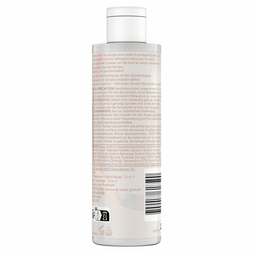 Gillette Satin Care 2-in-1 Reiniger & Scheergel voor Schaamhaar – 190 ml