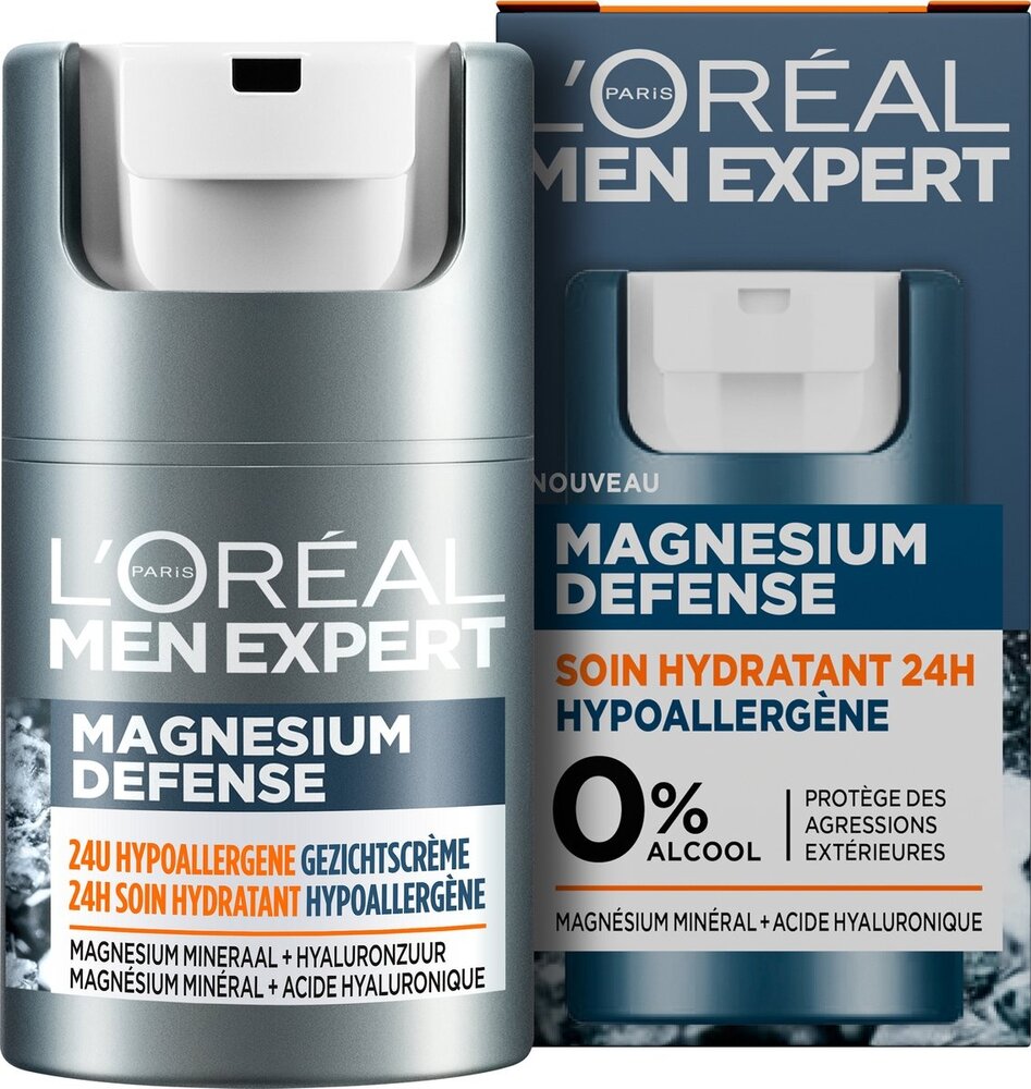 Loreal L'Oréal Paris Men Expert Magnesium Defence Hypoallergene 24h Hydraterende Dagcrème – 50 ml