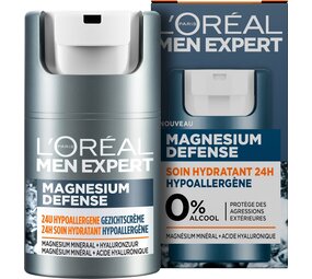 Loreal L'Oréal Paris Men Expert Magnesium Defence Hypoallergene 24h Hydraterende Dagcrème – 50 ml Loreal L'Oréal Paris Men Expert Magnesium Defence Hypoallergene 24h Hydraterende Dagcrème – 50 ml