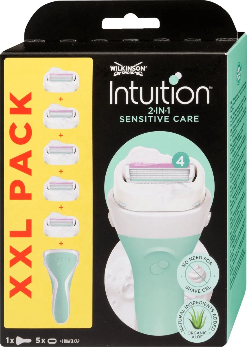 Wilkinson Wilkinson Intuition Sensitive Care XXL Pack - Scheerapparaat met 5 Navulmesjes voor de Gevoelige Huid afbeelding