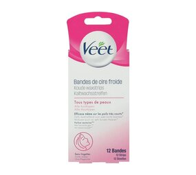 Veet Veet Gezicht Ontharingsstrips – 12 Stuks – Koude Waxstrips voor een Gladde, Verzorgde Huid