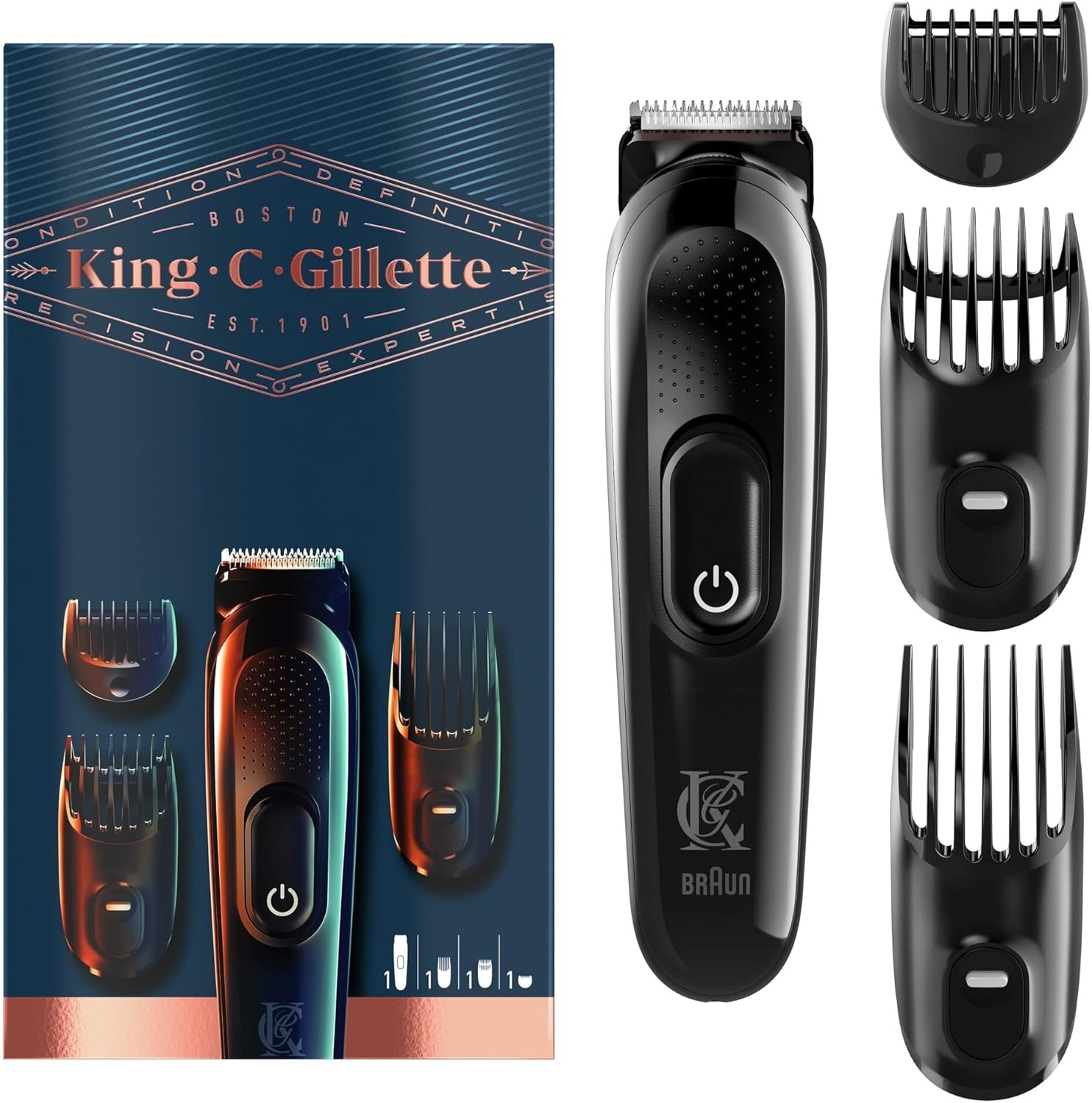 Gillette King C. Gillette Beard Trimmer Kit - Elektrische Baardtrimmer + 3 Opzetkammen afbeelding