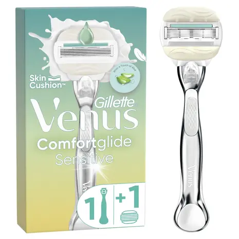 Gillette Gillette Venus Comfortglide Sensitive Platinum – Zacht & Glad Gillette Gillette Venus Comfortglide Sensitive Platinum – Zacht & Glad