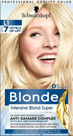 Schwarzkopf Schwarzkopf Poly Blonde Intensive Blond L1 Super Haarverf - 60ML Schwarzkopf Schwarzkopf Poly Blonde Intensive Blond L1 Super Haarverf - 60ML