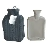 Generise Grijze Warmwater kruik met Hoes en handwarmer - 2 liter