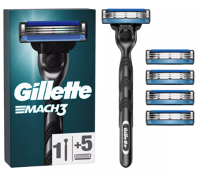 Gillette Gillette Mach 3 Houder + 5 Scheermesjes -