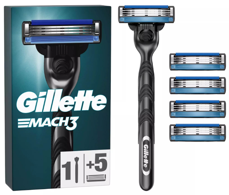 Gillette Gillette Mach 3 Houder + 5 Scheermesjes -