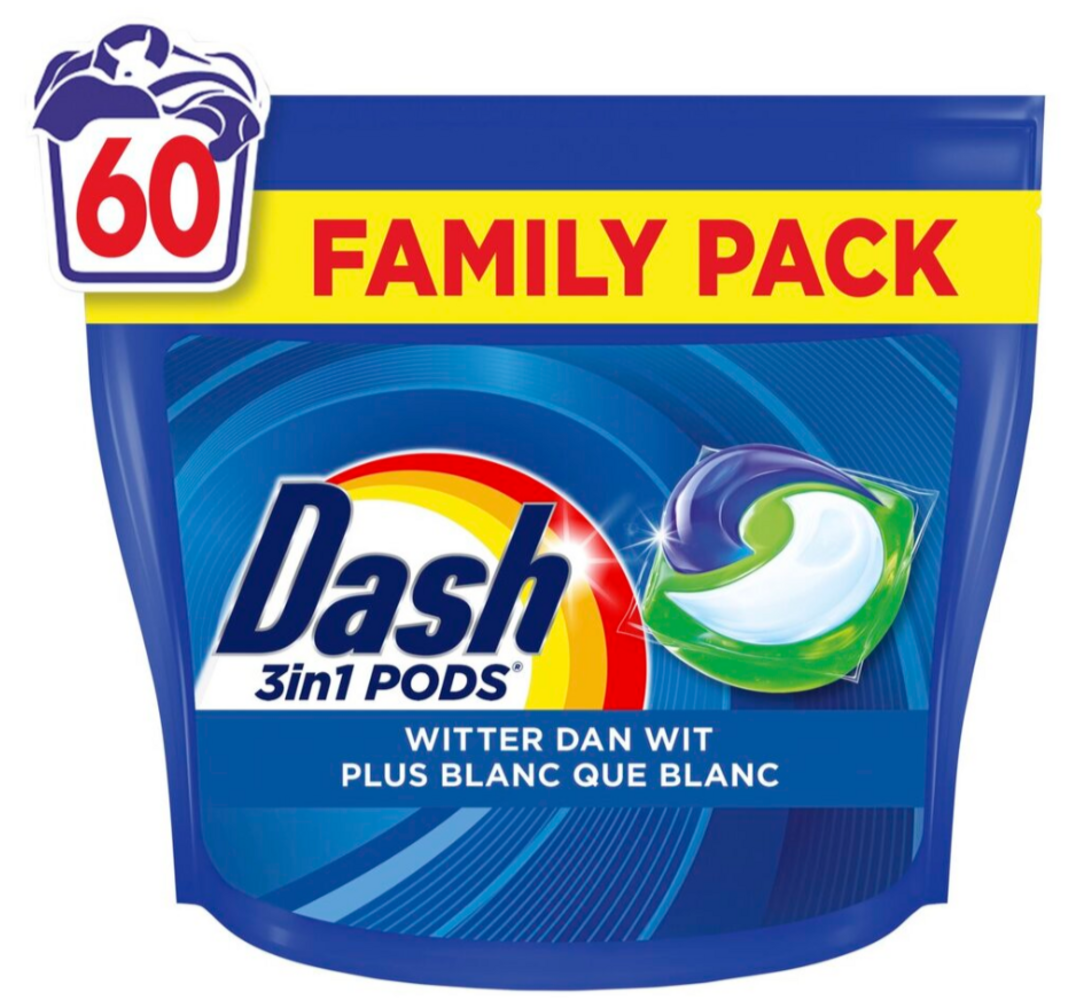 dash Dash Wasmiddel Pods 60 stuks All-in-1 - Krachtige reiniging voor al je wasgoed