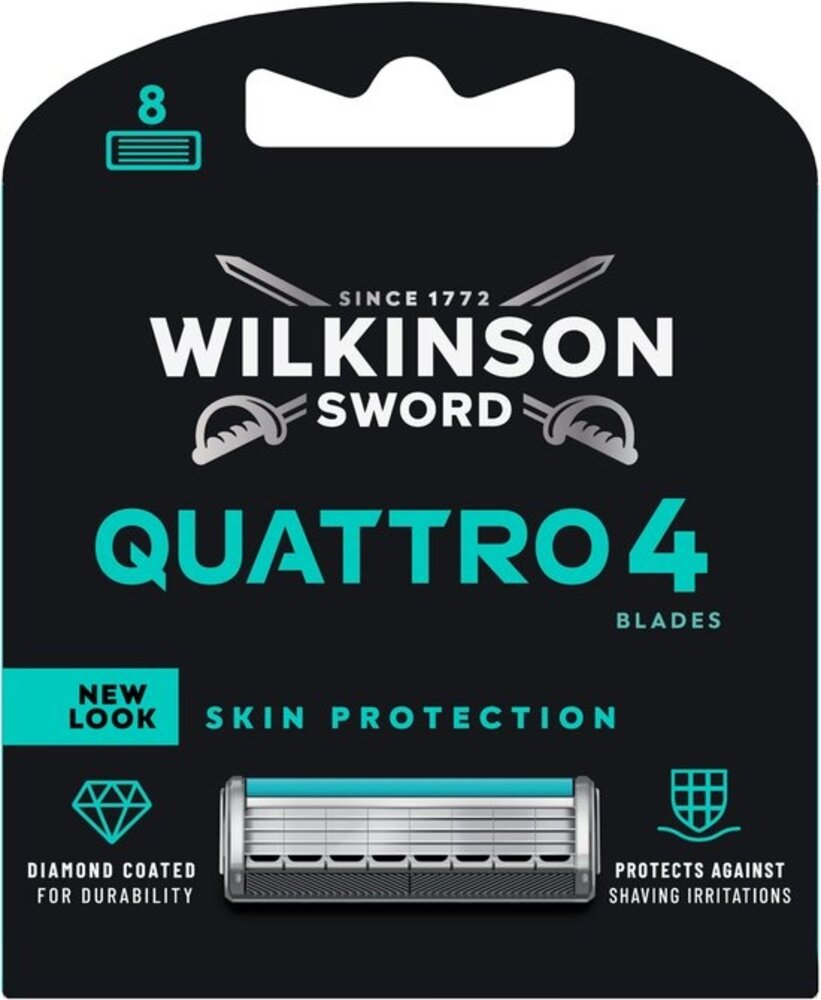 Wilkinson Wilkinson Quattro 4 Titanium Skin Protection Scheermesjes – 8 Stuks Titanium Mesjes voor Precisie en Comfort