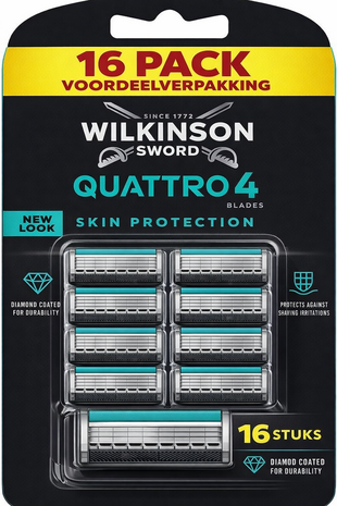 Wilkinson Wilkinson Sword Quattro Titanium Sensitive - 16 scheermesjes voordeelpack Wilkinson Wilkinson Sword Quattro Titanium Sensitive - 16 scheermesjes voordeelpack