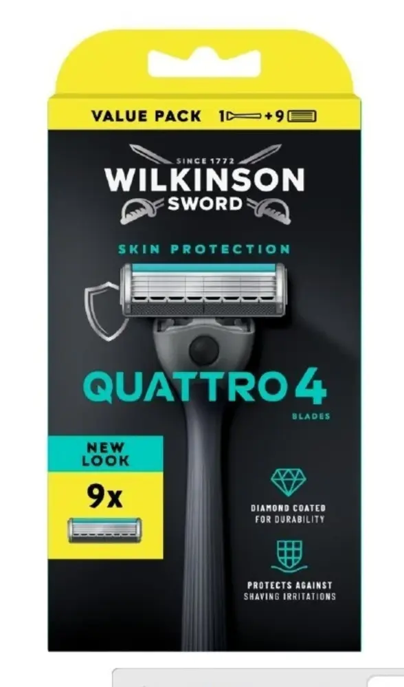 Wilkinson Wilkinson Quattro 4 Titanium houder + 9 scheermesjes voordeelpak - 9 scheermesjes