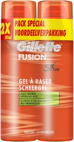 Gillette Gillette Fusion5 Scheergel 2x200ml Sensitive - Perfect voor een comfortabele scheerbeurt