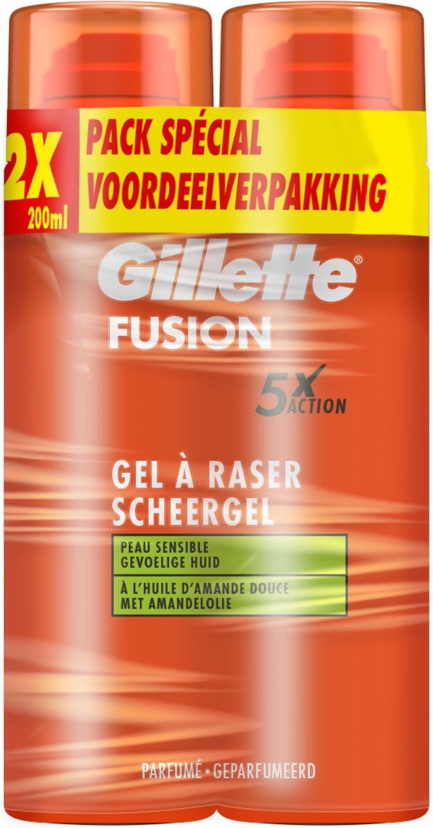 Gillette Gillette Fusion5 Scheergel 2x200ml Sensitive