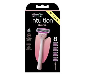 Wilkinson Wilkinson Intuition Quattro voordeelpak houder + 8 scheermesjes Wilkinson Wilkinson Intuition Quattro voordeelpak houder + 8 scheermesjes