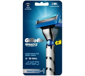 Gillette Gillette Mach 3 Turbo houder + 2 scheermesjes - Voor een glad resultaat