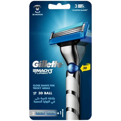 Gillette Gillette Mach 3 Turbo houder + 2 scheermesjes - Ontdek ultra glad scheren