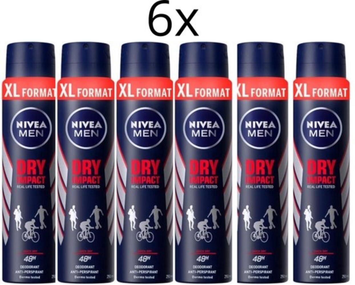Nivea Nivea Deospray Men - Dry Impact 250 ml - 6x Voordeelpak voor langdurige frisheid Nivea Nivea Deospray Men - Dry Impact 250 ml - 6x Voordeelpak voor langdurige frisheid