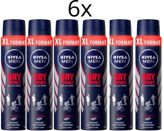 Nivea Nivea Deospray Men - Dry Impact - 6x Voordeelpak