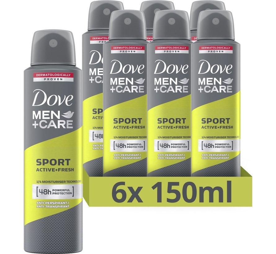 Dove Dove Deospray Men - Care Sport active + fresh 150 ml. 6 x Voordeelpak